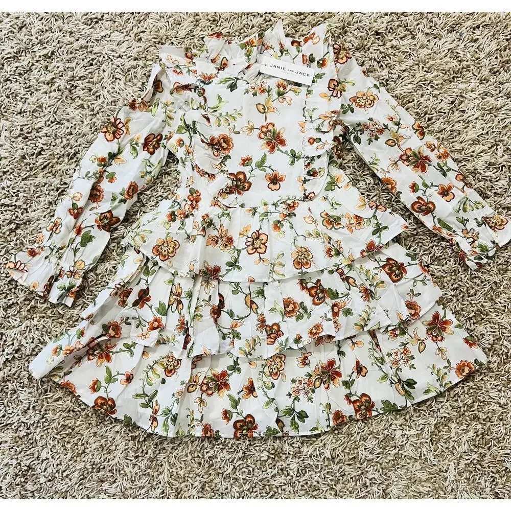NWT❤️Janie and Jack Floral Tiered Ruffle Dress sz7
